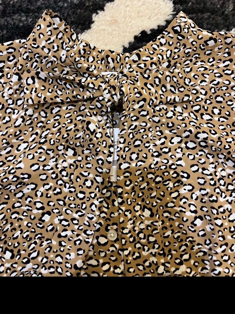 J. Crew Sleeveless Leopard Tie-Neck Blouse in Tan and Black
